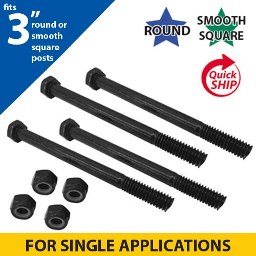 Semi Gloss Powder Painted Hardware Sets for Mounting Single Brackets to 3" Round or Smooth Square Posts