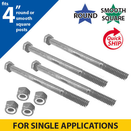 Silver Hardware Sets for Mounting Single Brackets to 4" Round or Square Posts