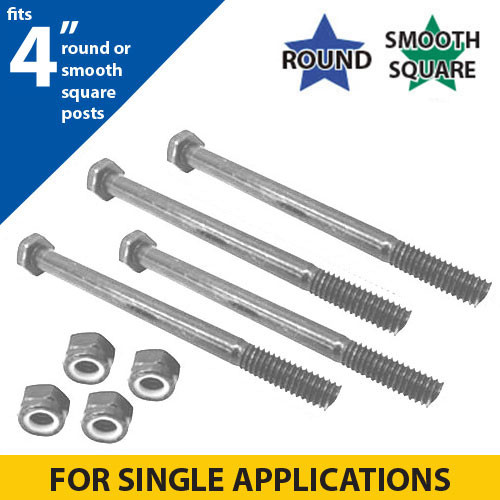 Silver Hardware Sets for Mounting Single Brackets to 4" Round or Square Posts