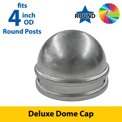 Silver 4" OD Round Post Deluxe Dome Cap for 4" OD Round Post