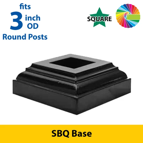 Semi Gloss Powder Painted SBQ Base (3" Tall) for 3" Square Posts