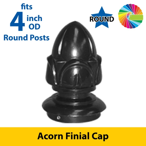 Semi Gloss Powder Painted Acorn Cap for 4" OD Round Post
