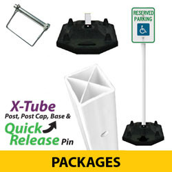 X Tube Flexible Sign Posts, Portable Base and Quick Release Pin