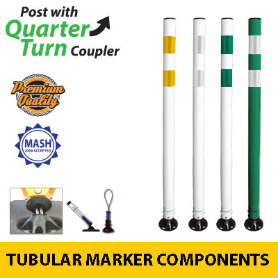 Premium Tubular  Markers with Black Cap & Coupler for Quarter Turn Base