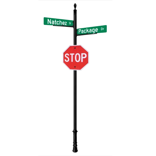 Natchez | Standard Mount | 4 Way Intersection with 30" Blades & Stop Sign Package