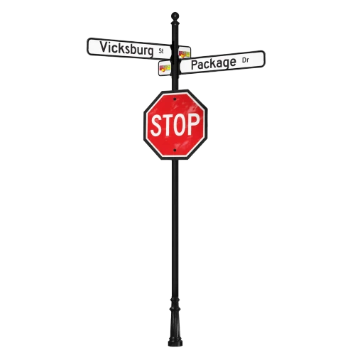Vicksburg | Special Mount | 4 Way Intersection with 6" x 36" Blades & Stop Sign Package