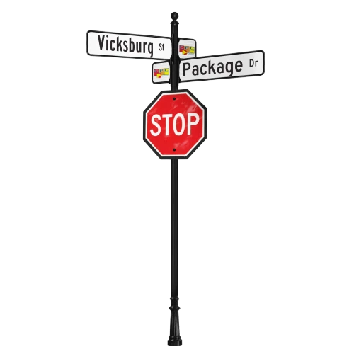 Vicksburg | Special Mount | 4 Way Intersection with 9" x 36" Blades & Stop Sign Package