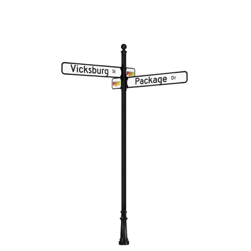 Vicksburg | Special Mount | 4 Way Intersection with 6" x 36" Blades & Stop Sign Package