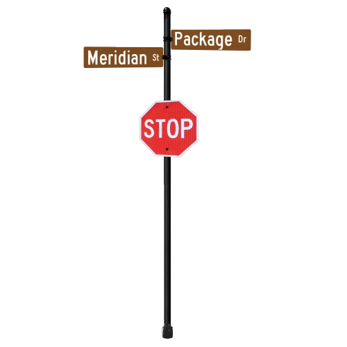 Meridian | Special Mount | 4 Way Intersection with 9" x 30" Blades & Stop Sign Package