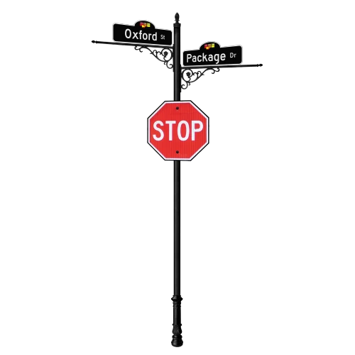 Oxford | Special Mount | 4 Way Intersection with 30" Blades & Stop Sign Package