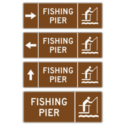 Fishing Pier (with Arrow & Symbol) Sign