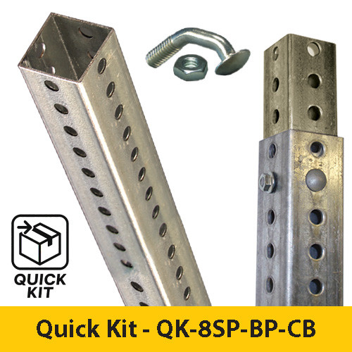 Quick Kit: 8ft Square Punched Steel Post, Base Post and Corner Bolt