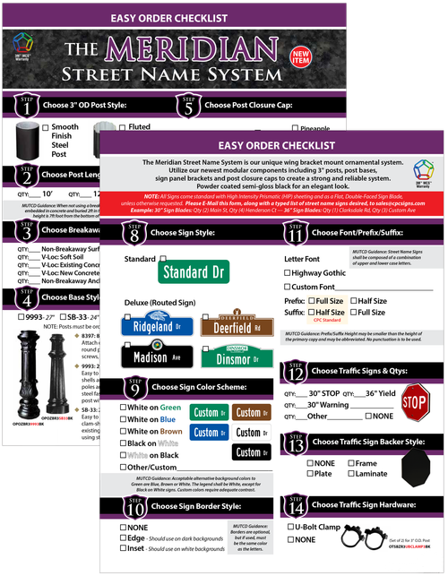 Meridian Easy Order Checklist