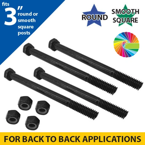 Semi Gloss Powder Painted Hardware Sets for Mounting Back-to-Back Brackets to 3" Round or Square Posts