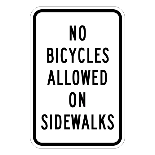 No Bicycles Allowed on Sidewalks Sign