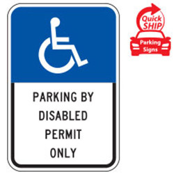 (Florida State Spec) Handicap Symbol Parking by Disabled Permit Only Sign