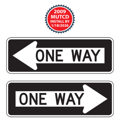 One Way (Enclosed in Left/Right Arrow) Sign | 2009 MUTCD