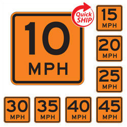 Advisory Speed Plaques for Temporary Traffic Control Signs
