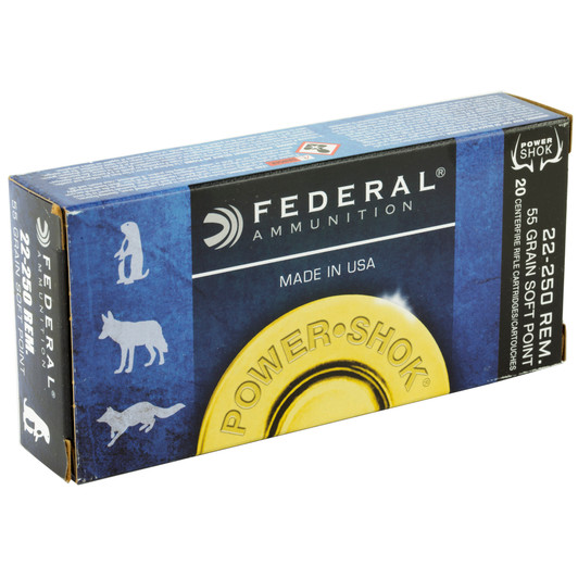 FED PWRSHK 22-250REM 55GR SP 20/200 FE22250A Federal