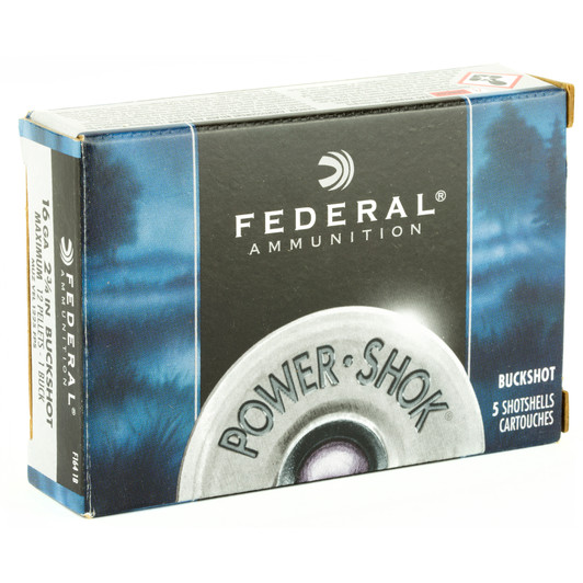 FEDERAL PWR SHK 16 GAUGE 2.75 MX #1 BCKSHT 12P 5/250, F1641B