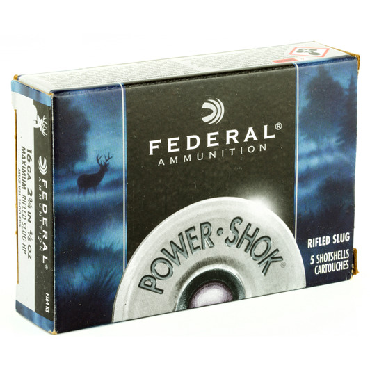 FEDERAL PWR SHK 16 GAUGE 2.75 MX RFL SL HP 5/250, F164RS