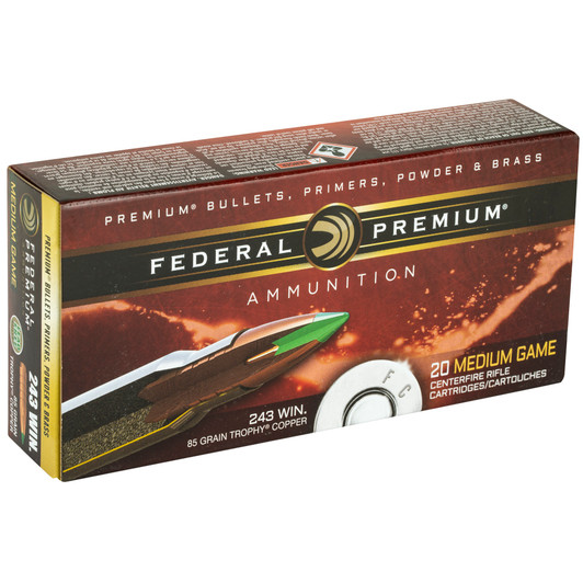 FEDERAL PREMIUM TROPHY COPPER 243 WIN 85 GR, 20/BOX, P243TC1