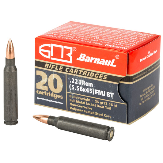 BARNAUL 223REM 55GR FMJBT 20/500 MKSBRN223REMFMJ55 Barnaul Ammunition
