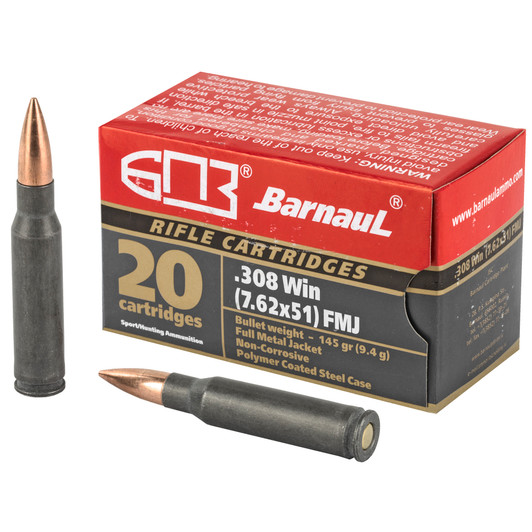BARNAUL 308WIN 145GR FMJ 20/500 MKSBRN308WINFMJ145 Barnaul Ammunition
