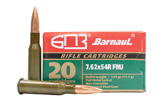BARNAUL 762X54R 174GR FMJ 20/500 MKSBRN762X54RFMJ174 Barnaul Ammunition
