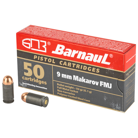 BARNAUL 9MM MKRV 94GR FMJ 50/1000 MKSBRN9MMMAKAROVFMJ94 Barnaul Ammunition