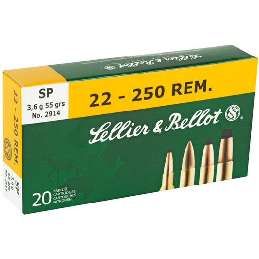 SELLIER & BELLOT 22-250 RIFLE, 55GR SP 20/500, SB22250B