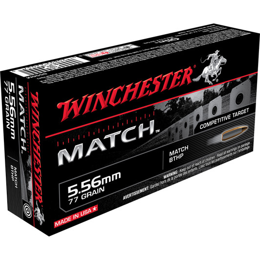 WIN 5.56MM 77GR MATCH BTHP 20/200 WNS556M Winchester Ammunition