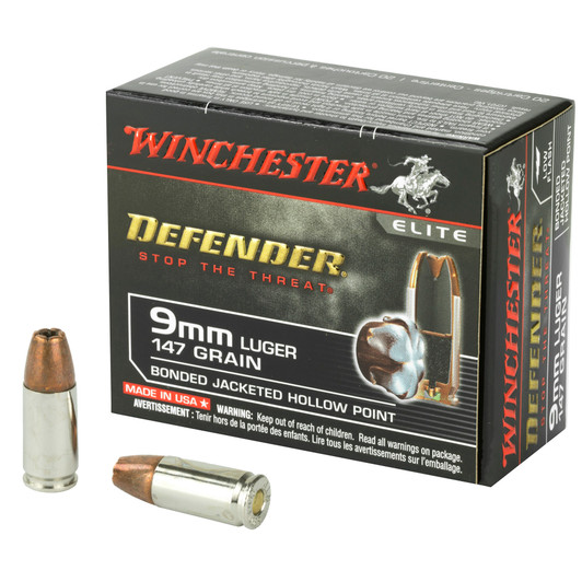 WIN DEFENDER 9MM 147GR JHP 20/200 WNS9MMPDB1 Winchester Ammunition