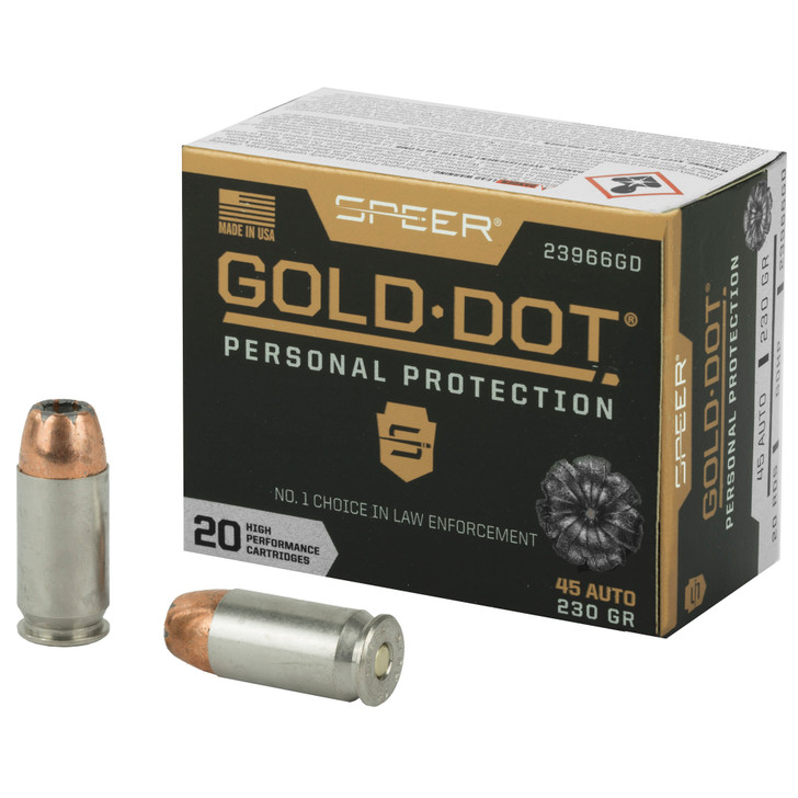 SPR GOLD DOT 45ACP 230GR HP 20/200 CCI23966GD Speer Ammunition