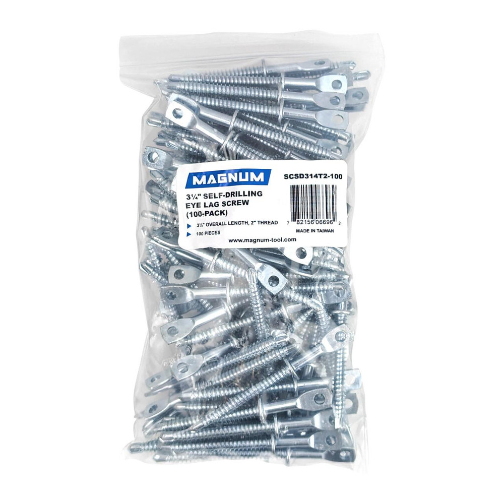 Sur-Pro 3-1/4in Threaded, Self-Drilling Eye-Lag Screws, 100/bx