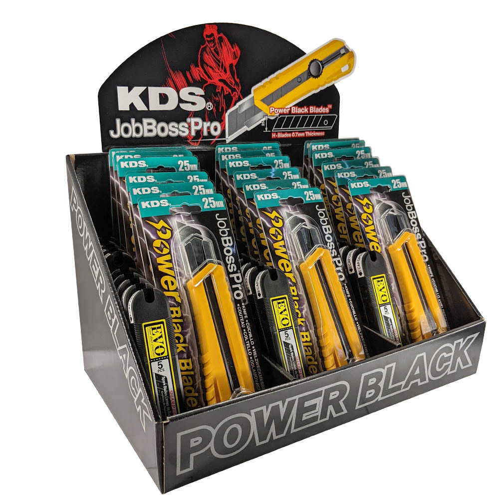 KDS Power Black POP Display, 18ea HD Plastic Knife w/ 3pk