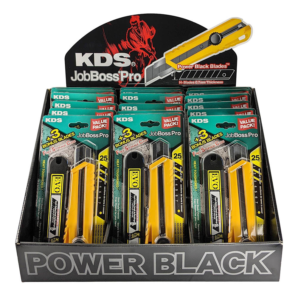 KDS Power Black POP Display, 18ea HD Plastic Knife w/ 3pk