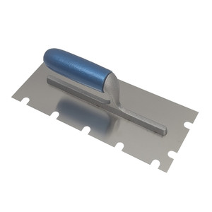 Wind-Lock Custom Stainless-Steel Notched Trowel, 5in x 12in w/ Wood Handle