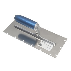 Wind-lock Round-Notched Trowel, Stainless-Steel, 3/16in x 3/8in x 1-3/4in w/ Wood Handle