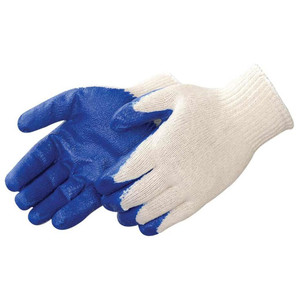 LIBERTY Liberty String Knit Gloves, Blue Latex Coated Palms, Large 