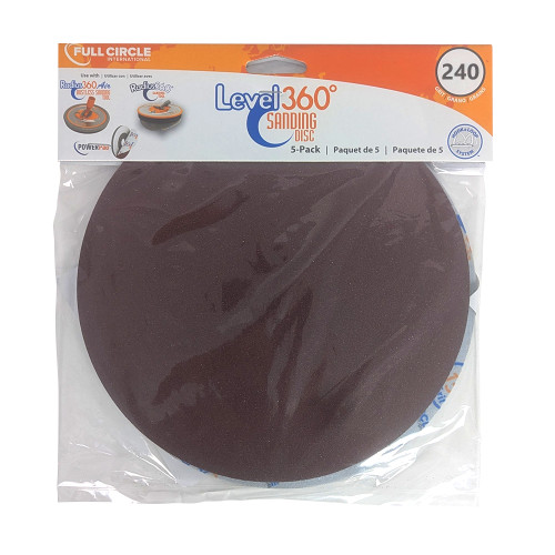 Full Circle Radius 360 Sanding Discs, 8-3/4in, 240 Grit, 5pks of 5 Discs