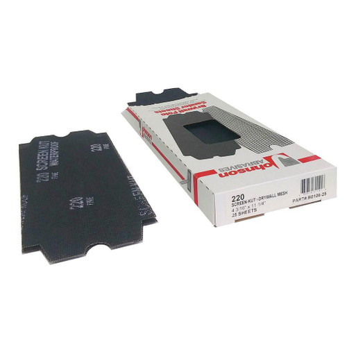 JOHNSON ABRASIVES Johnson Abrasives Screen-Kut Mesh Sanding Sheets, 4-3/16in x 11-1/4in, 180 Grit, 25pk 