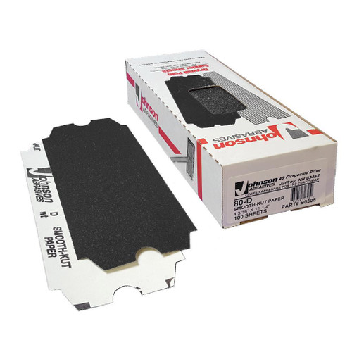 JOHNSON ABRASIVES Johnson Abrasives Smooth-Kut Sanding Sheets, 3-5/16in x 12in, 100-D Grit, 100pk 