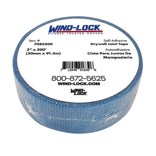 Wind-lock Blue Builder Drywall Mesh Tape, 2in x 300ft, Blue 