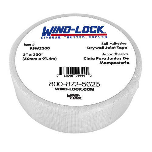 Wind-lock Blue Builder Drywall Mesh Tape, 2in x 300ft, White 