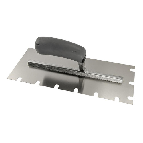 WIND-LOCK Wind-lock Round-Notched Trowel, Stainless-Steel, 1/2in x 1/2in x 2in w/ Comfort Soft Handle 