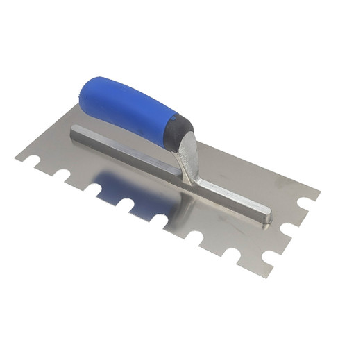 WIND-LOCK Wind-lock Round-Notched Trowel, Stainless-Steel, 5/8in x 5/8in x 1in w/ Comfort Soft Handle 