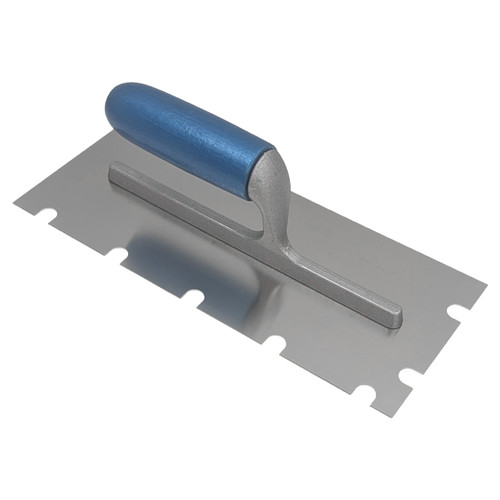 WIND-LOCK Wind-lock Round-Notched Trowel, Stainless-Steel, 1/2in x 1/2in x 2in w/ Wood Handle 