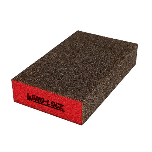 Wind-lock Red Sanding Sponge, Z-Foam, Med/Fine, Large, 5in x 3in x 1in 