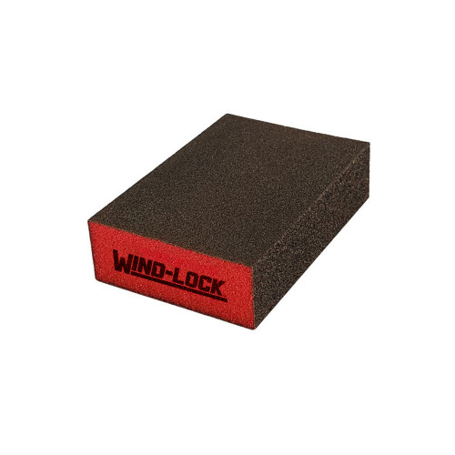 Wind-lock Red Sanding Sponge, Z-Foam, Med/Fine, Small, 4in x 2-3/4in x 1in 
